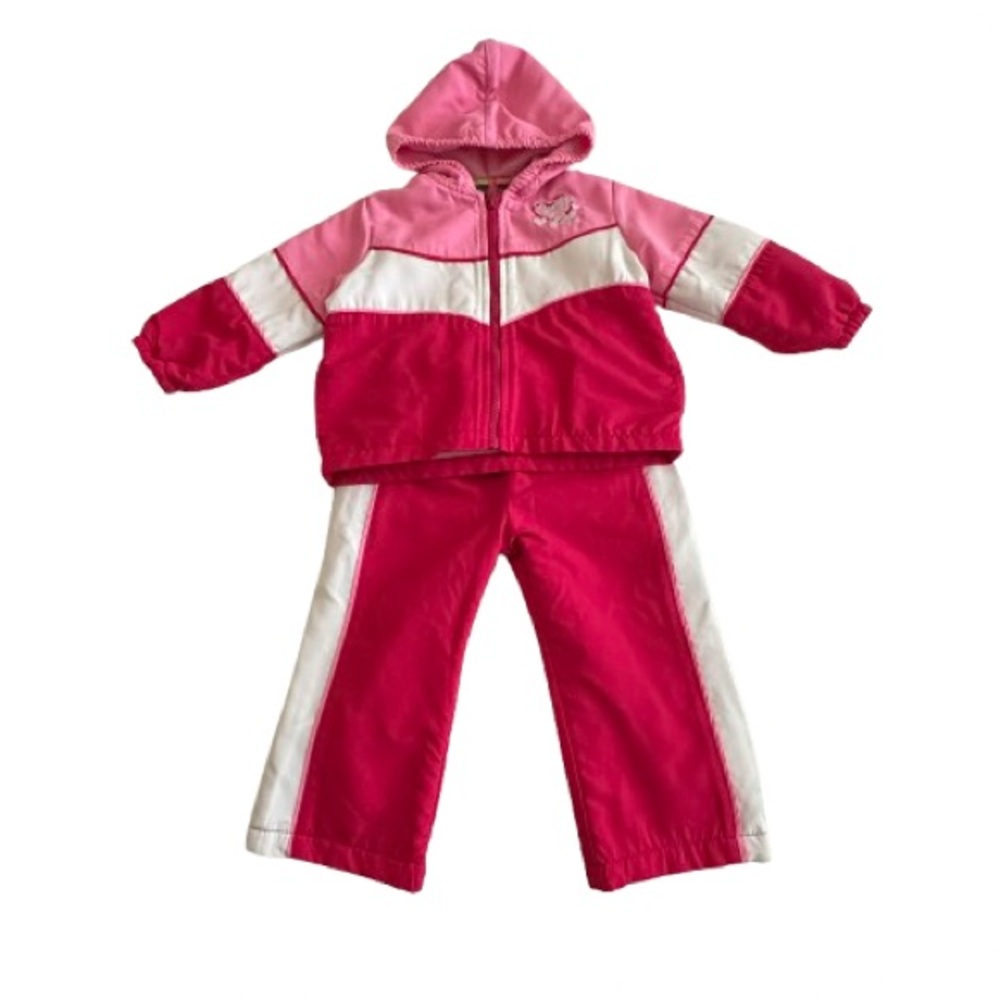 Penelope Mack Pink and White Girls Hooded Tracksuit Set